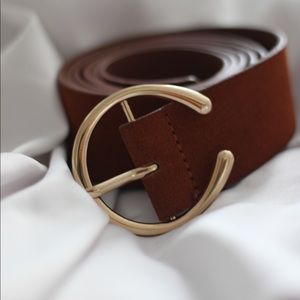 Plus Size Faux Leather Belt with Gold Accent